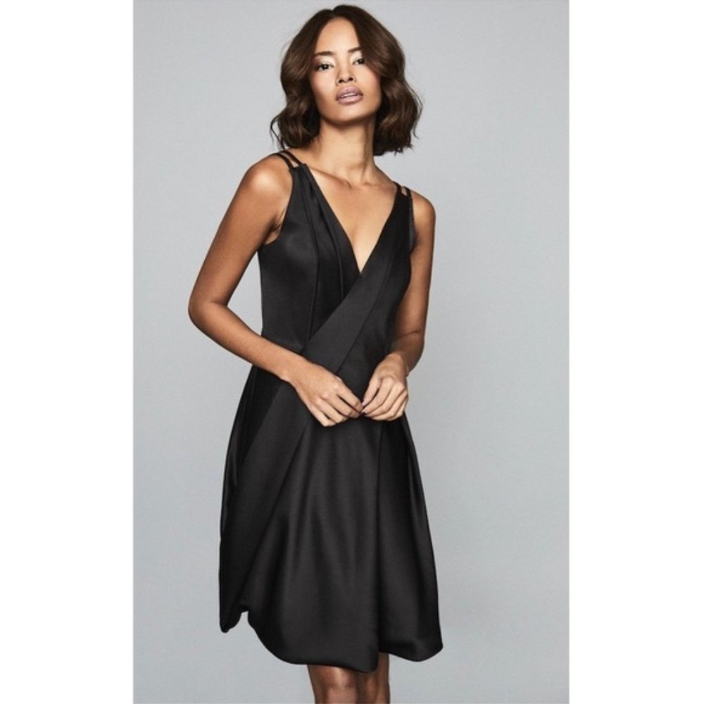 NWT Reiss Nicole Bubble Hem Black Dress 2